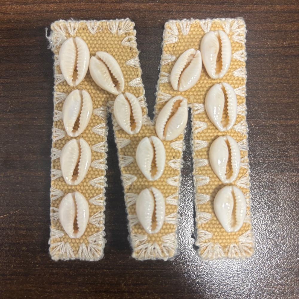 Stoney Clover Lane Shell Woven Raffia Letter M Applique Patch